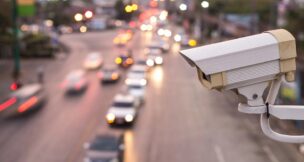 Traffic camera overlooking road